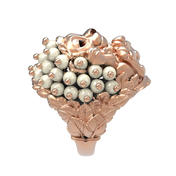 Кольцо из золота c эмалью и жемчугом