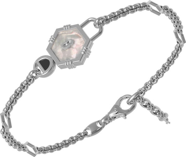 Браслет из белого золота c ониксом и перламутром