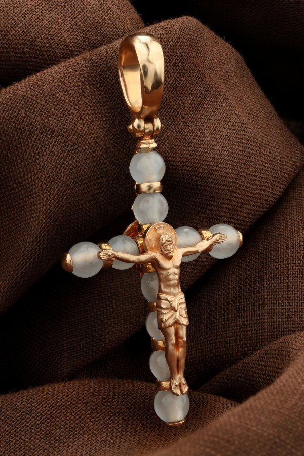 Крест из золота c агатом