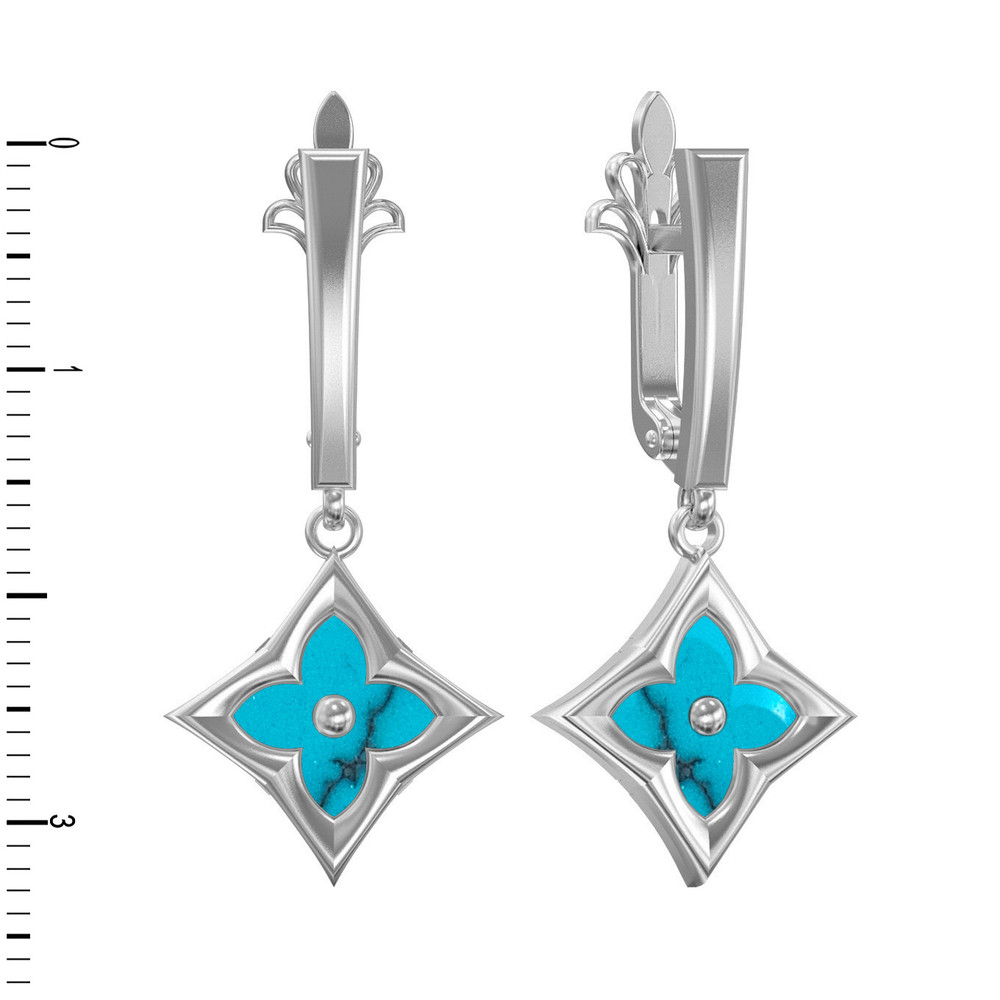 Серьги из белого золота c бирюзой