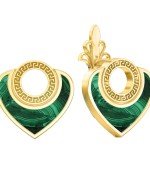 Серьги из лимонного золота 585 пробы c малахитом
