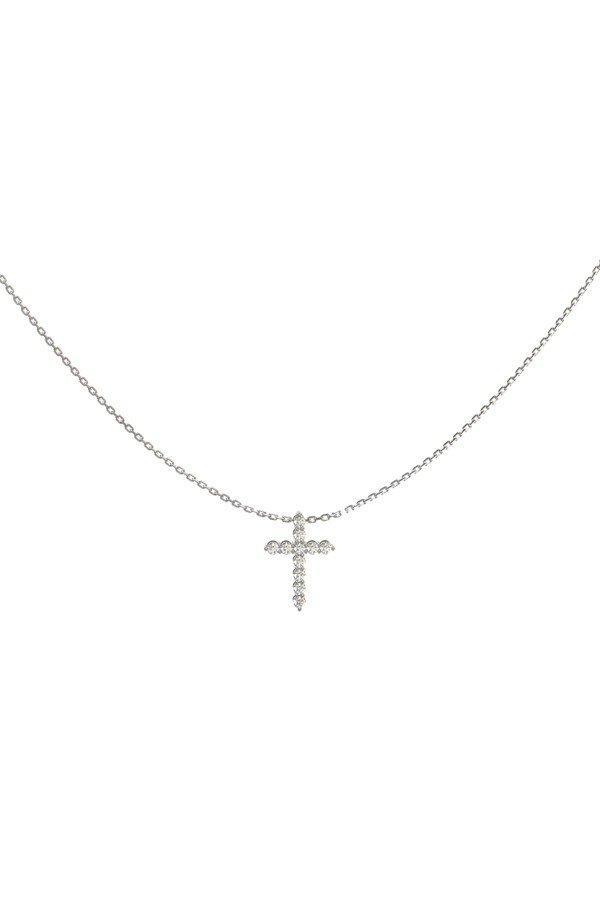 Крест из белого золота c бриллиантами