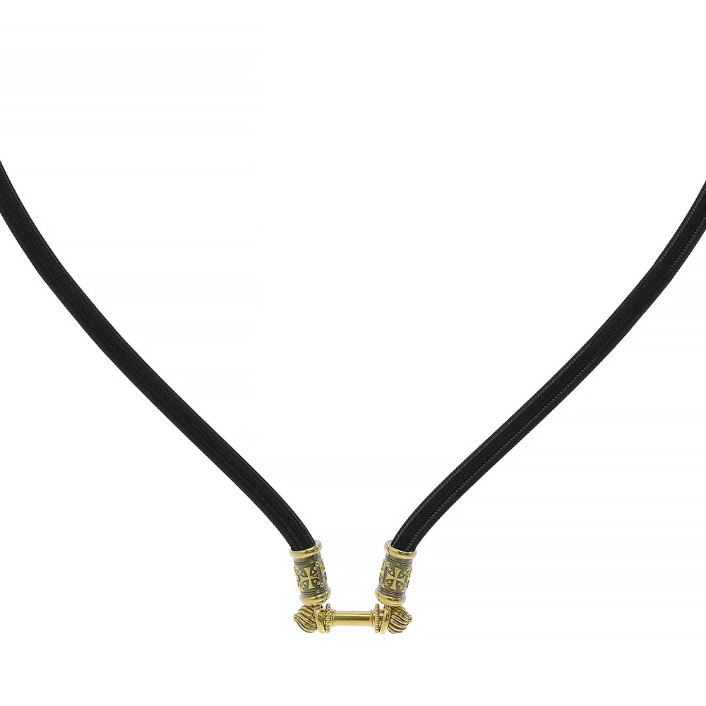 Шнурок шёлковый из лимонного золота c шёлковым шнурком