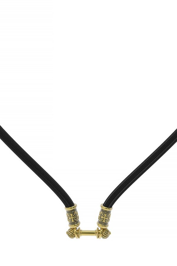 Шнурок шёлковый из лимонного золота c шёлковым шнурком