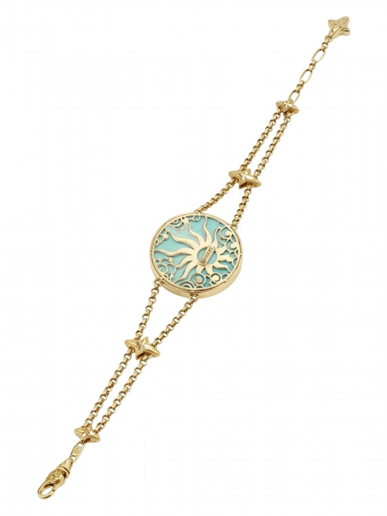 Браслет из лимонного золота c бирюзой и перламутром