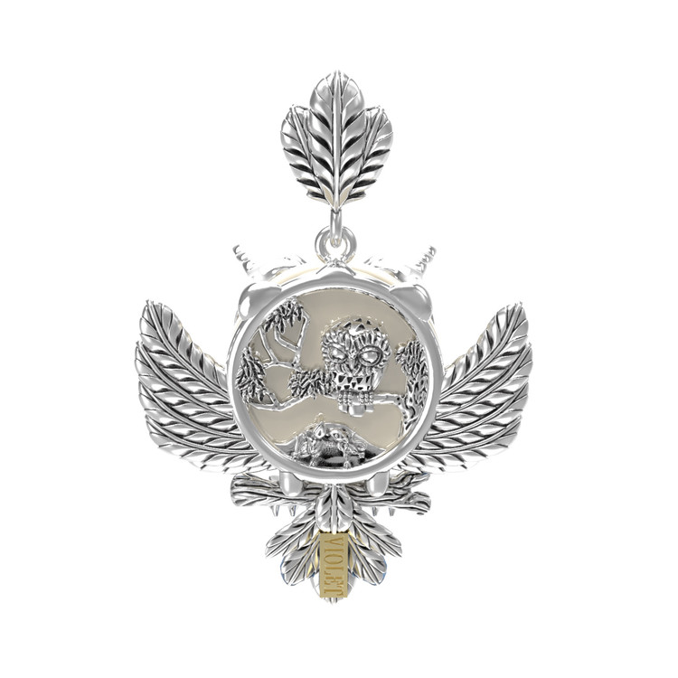 Подвеска из белого золота c эмалью и жемчугом