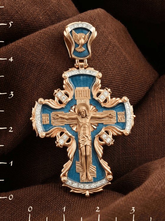 Крест из золота c эмалью и бриллиантами