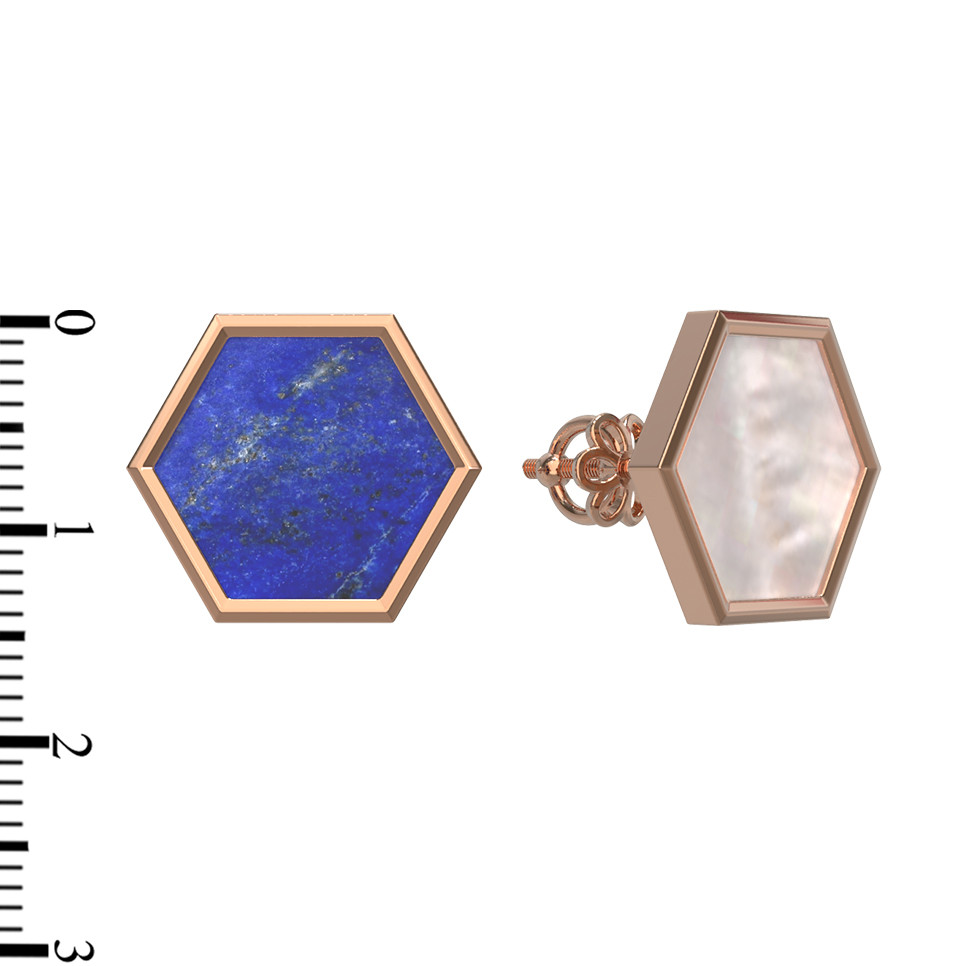 Серьги из золота c лазуритом и перламутром