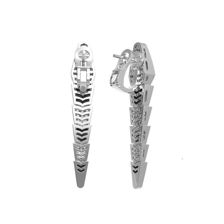 Серьги из белого золота c бриллиантами и ониксом