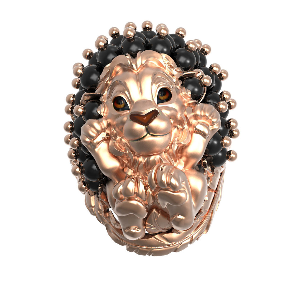 Кольцо из золота c эмалью и ониксом