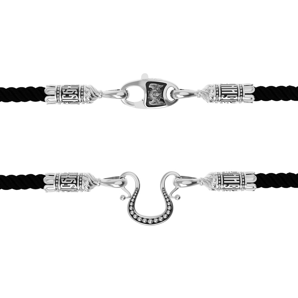 Шнурок шёлковый из белого золота c шёлковым шнурком