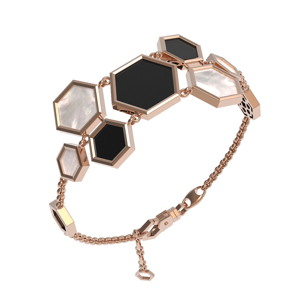 Браслет из золота c ониксом и перламутром