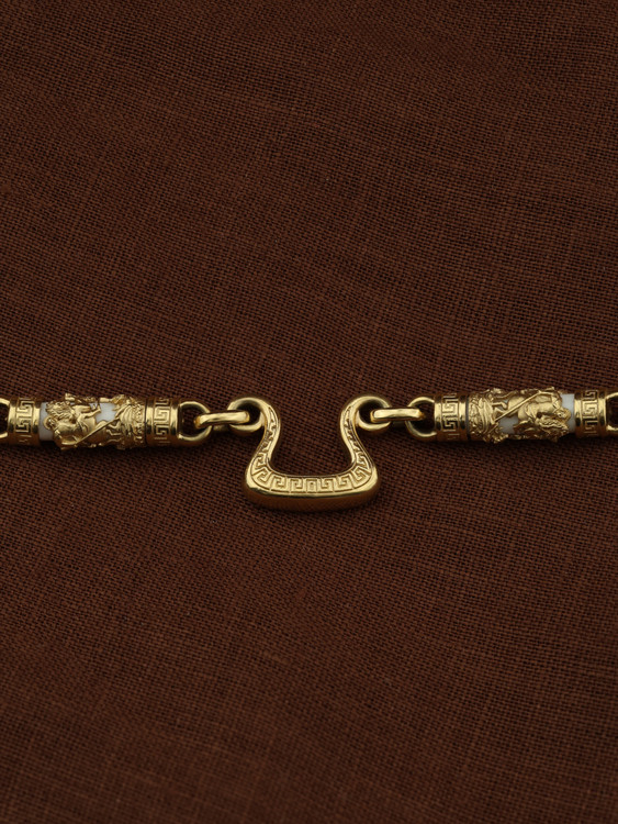 Цепь из лимонного золота c эмалью и бивнем мамонта