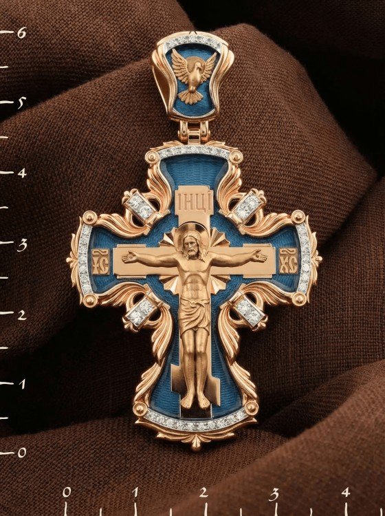 Крест из золота c эмалью и бриллиантами