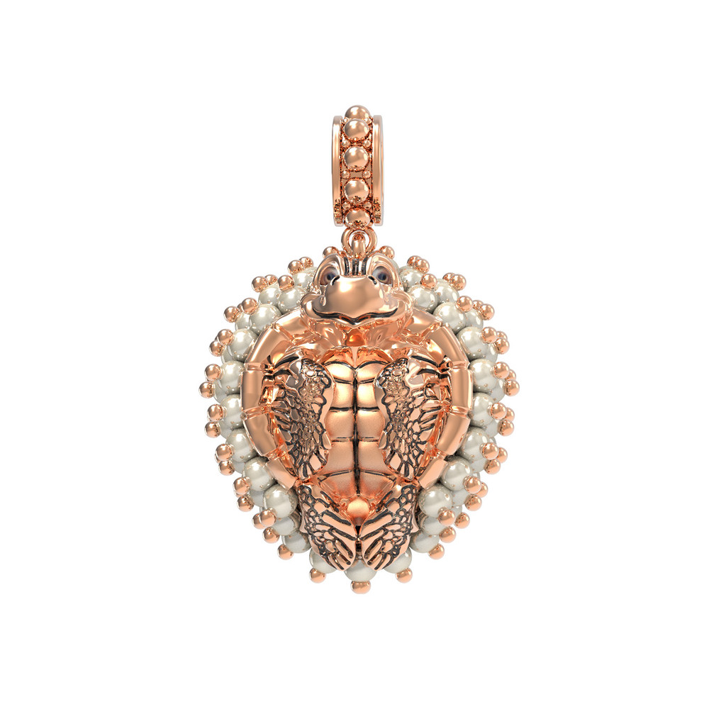 Подвеска из золота c эмалью и жемчугом