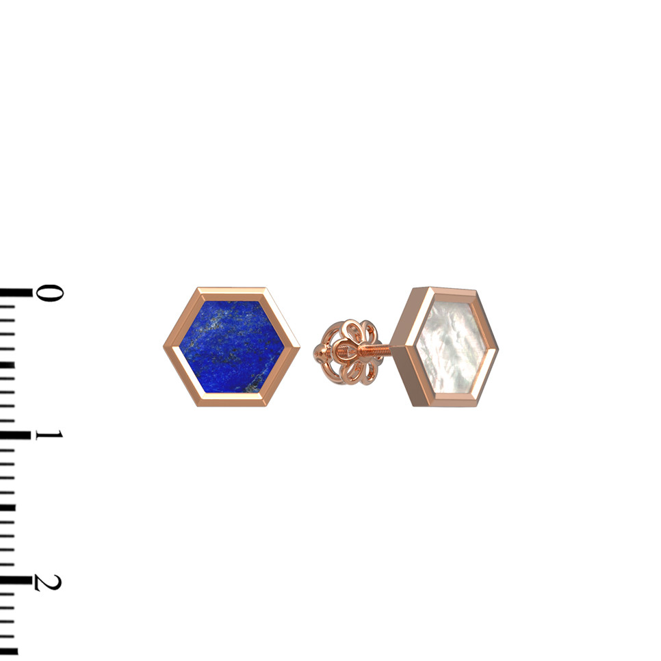 Серьги из золота c лазуритом и перламутром