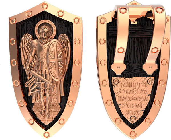 Образок из золота c эбеновым деревом