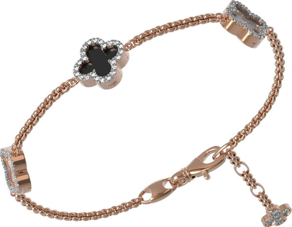 Браслет из золота c бриллиантами, ониксом и перламутром