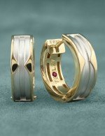 Серьги из лимонного золота 585 пробы c рубином