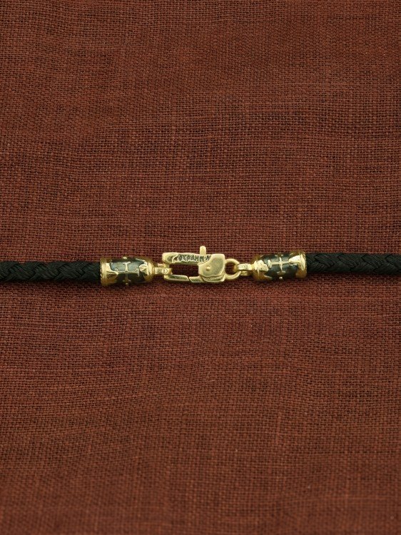 Шнурок шёлковый из зелёного золота c шёлковым шнурком