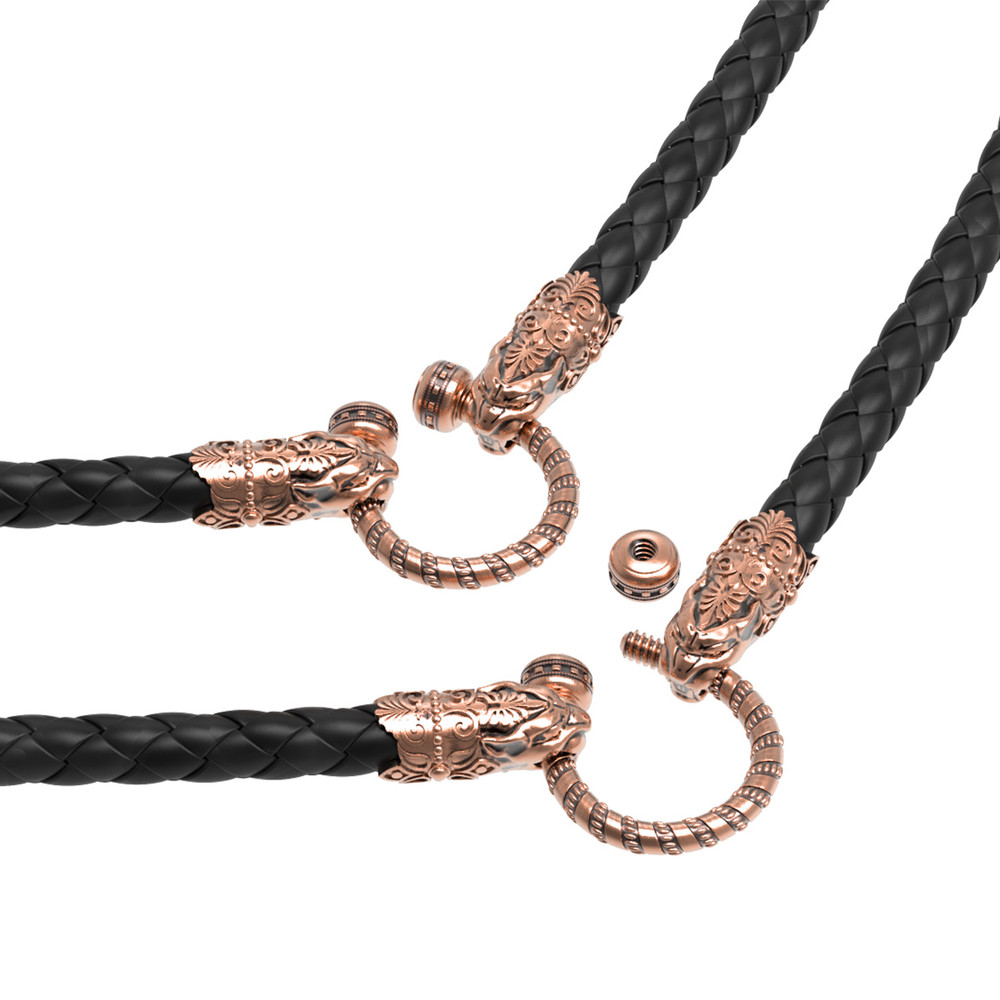 Гайтан из золота c кожаным шнурком