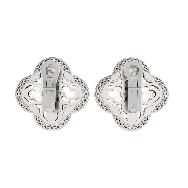 Серьги из белого золота c эмалью и перламутром