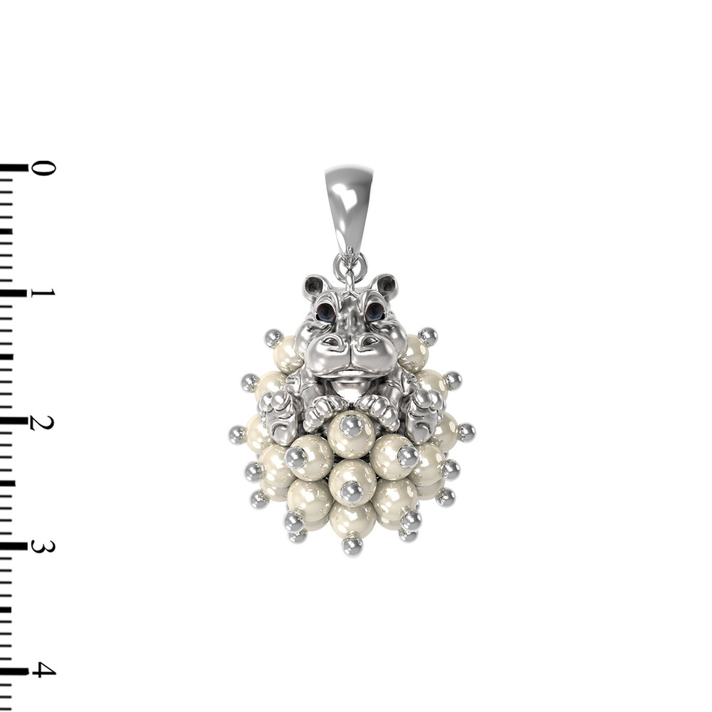 Подвеска из белого золота c эмалью и жемчугом