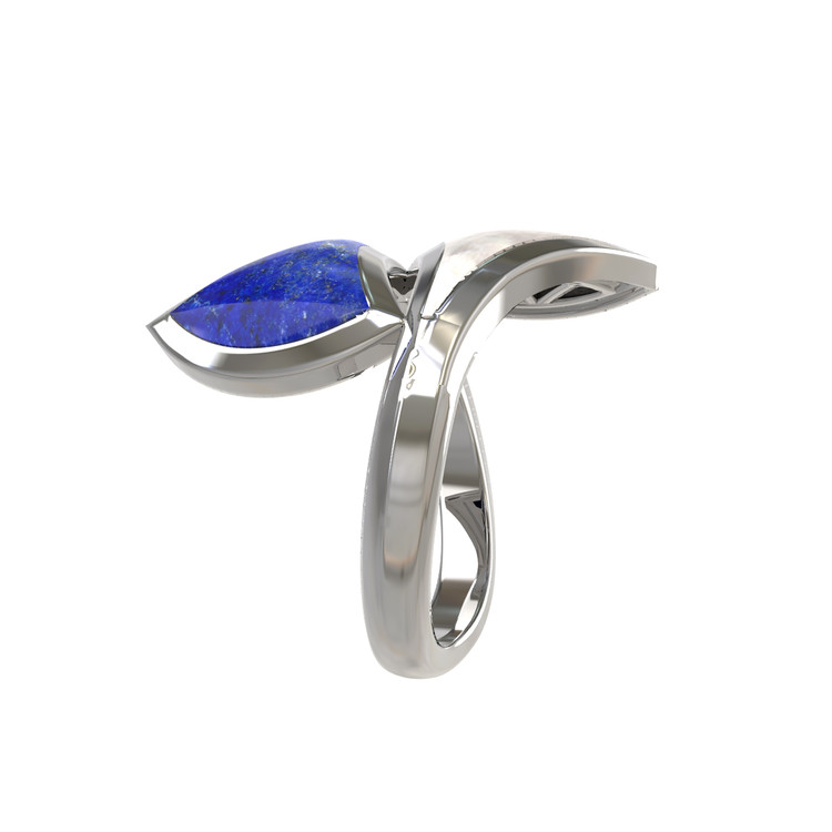 Кольцо из белого золота c лазуритом и перламутром