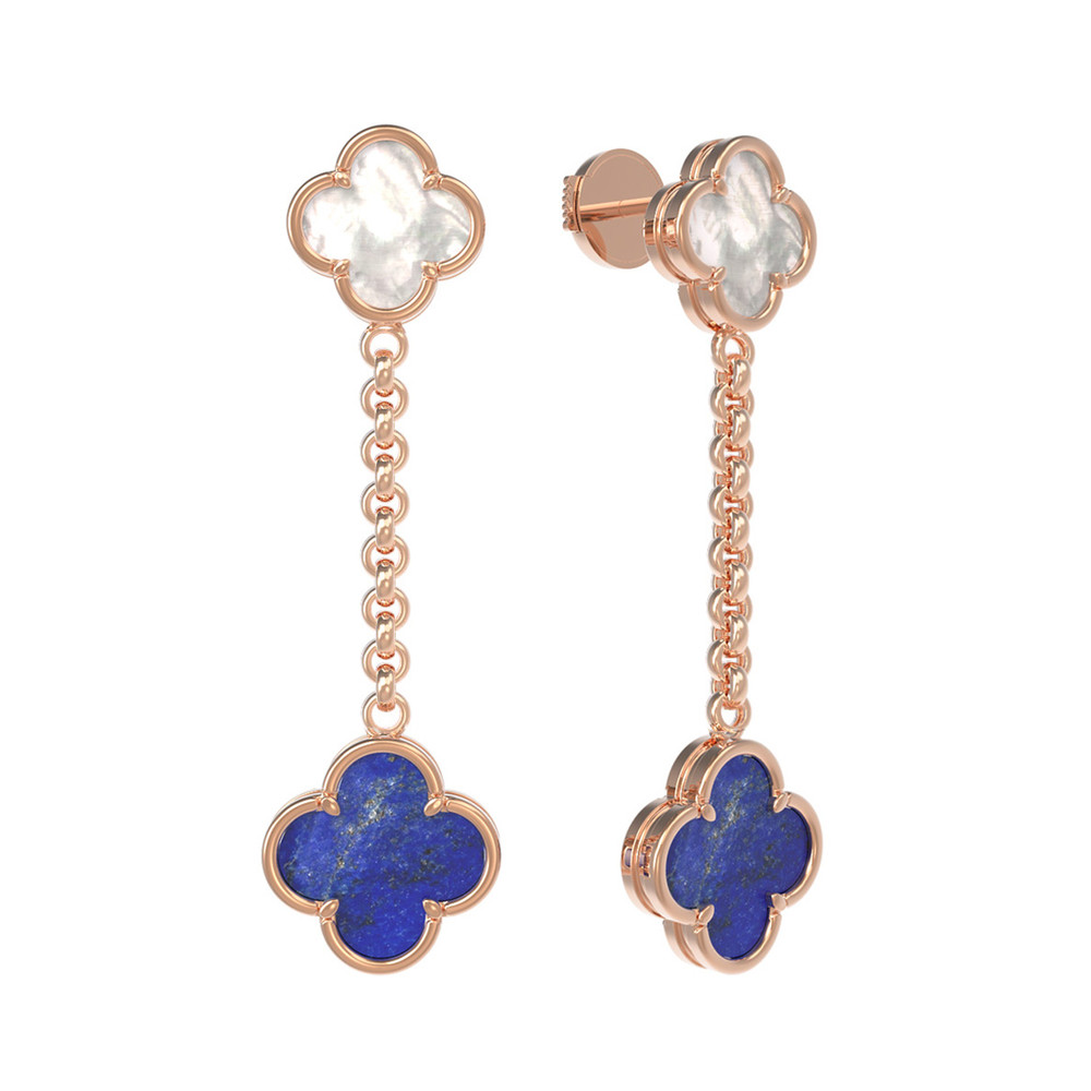 Серьги из золота c лазуритом и перламутром