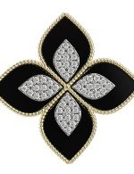 Кольцо из лимонного золота 585 пробы c бриллиантами и ониксом