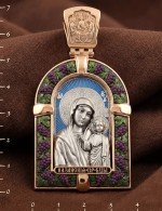 Образок из золота 585 пробы c эмалью
