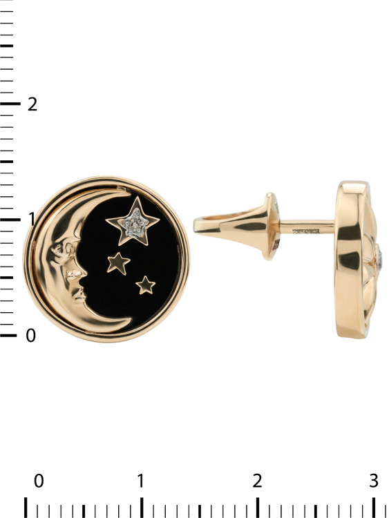 Серьги из золота c бриллиантами, ониксом и перламутром