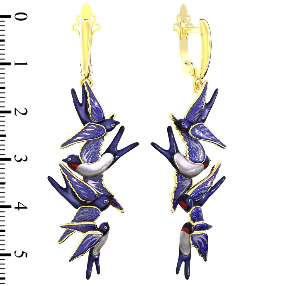 Серьги из лимонного золота c эмалью