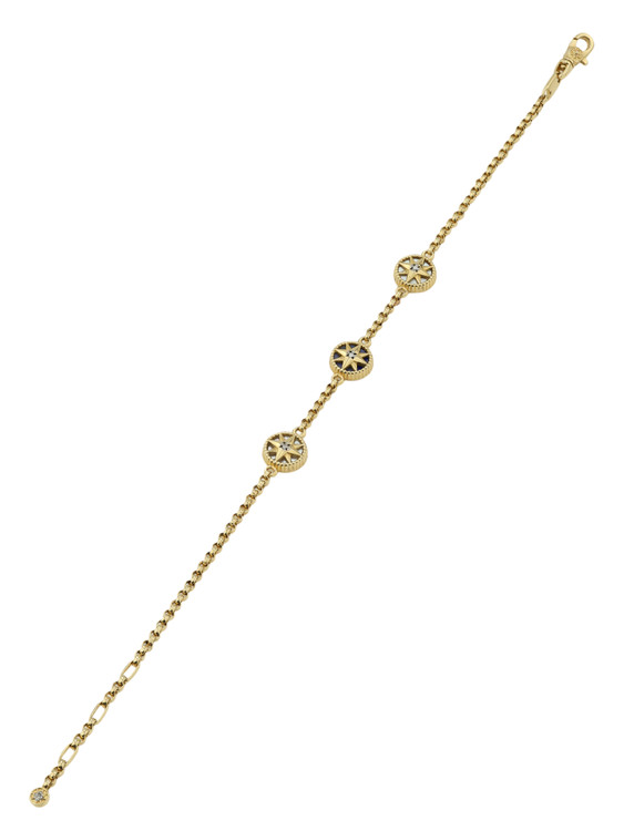 Браслет из лимонного золота c бриллиантами, лазуритом и перламутром