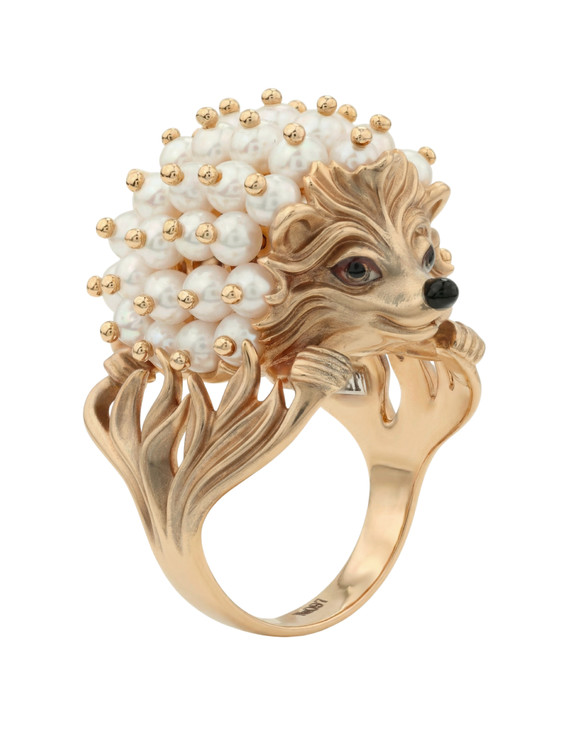 Кольцо из золота c эмалью и жемчугом