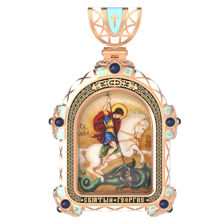 Образок из золота c эмалью, иконописью и темперой