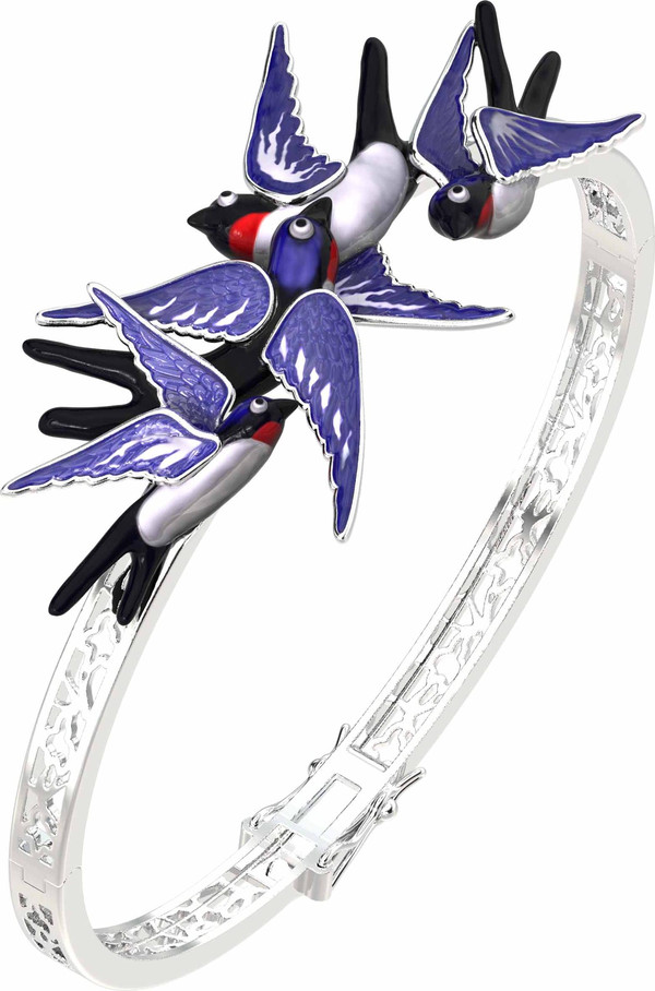 Браслет из белого золота c эмалью