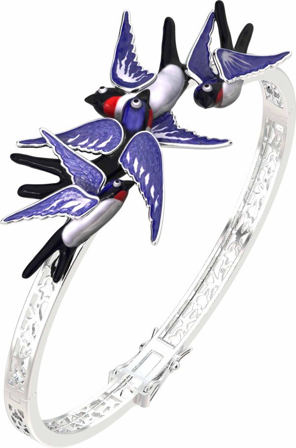 Браслет из белого золота c эмалью