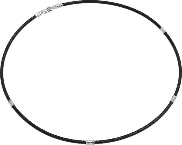 Гайтан из белого золота c кожаным шнурком