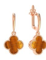 Серьги из золота 585 пробы c тигровым глазом