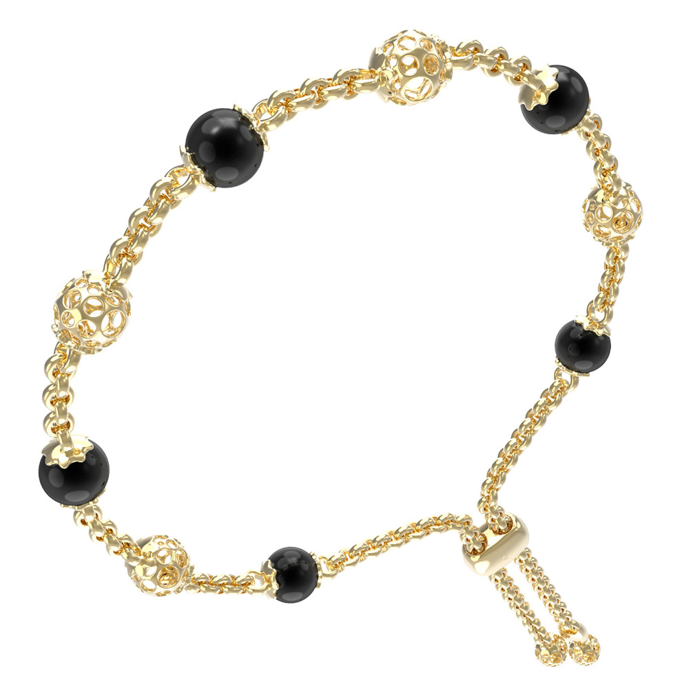 Браслет из лимонного золота c ониксом