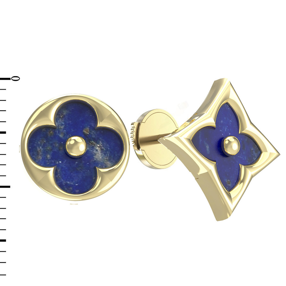 Серьги из лимонного золота c лазуритом