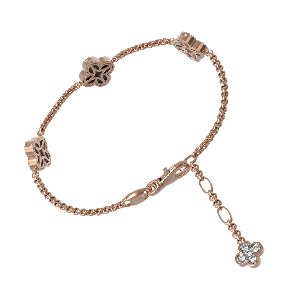 Браслет из золота c бриллиантами, ониксом и перламутром