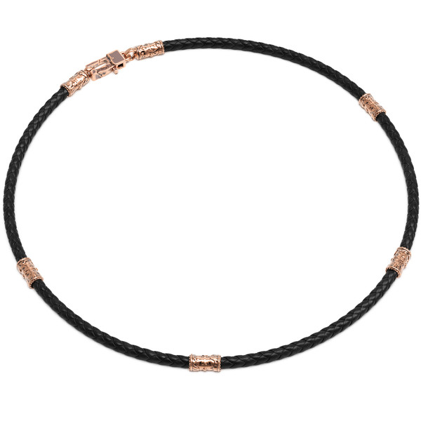 Гайтан из золота c кожаным шнурком