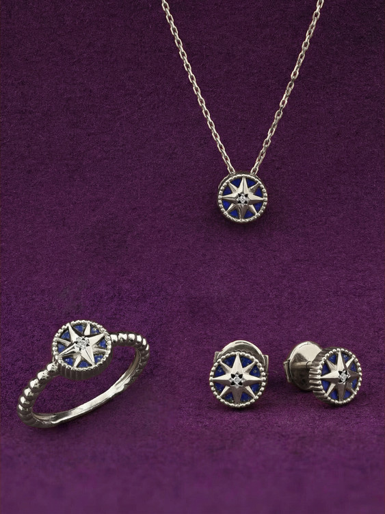 Серьги из белого золота c бриллиантами и лазуритом