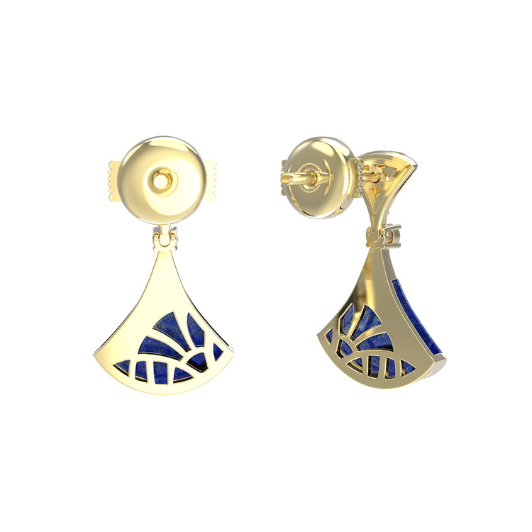 Серьги из лимонного золота c бриллиантами и лазуритом