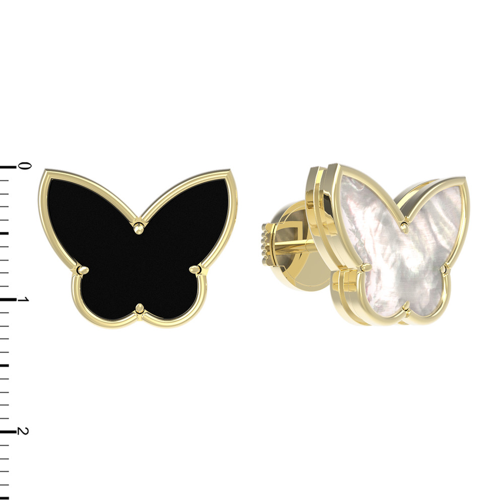 Серьги из лимонного золота c ониксом и перламутром