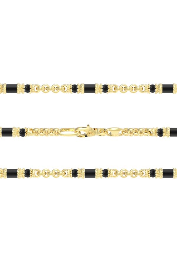 Цепь из лимонного золота c ониксом