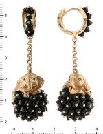 Серьги из золота 585 пробы c эмалью и ониксом