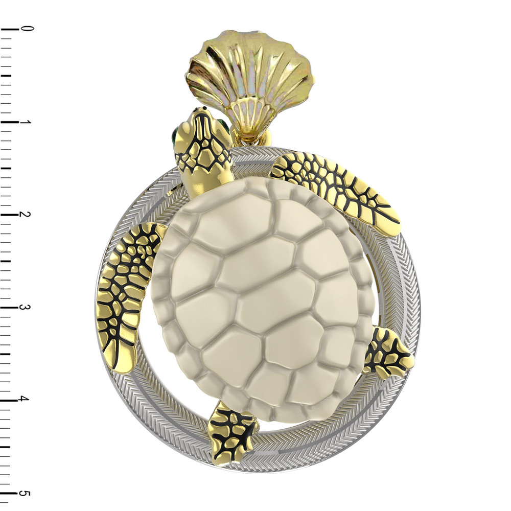 Подвеска из лимонного золота c эмалью и бивнем мамонта